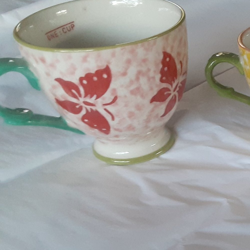 Pier 1 Butterfly Ceramic Measuring Cups Set of 4 cups
